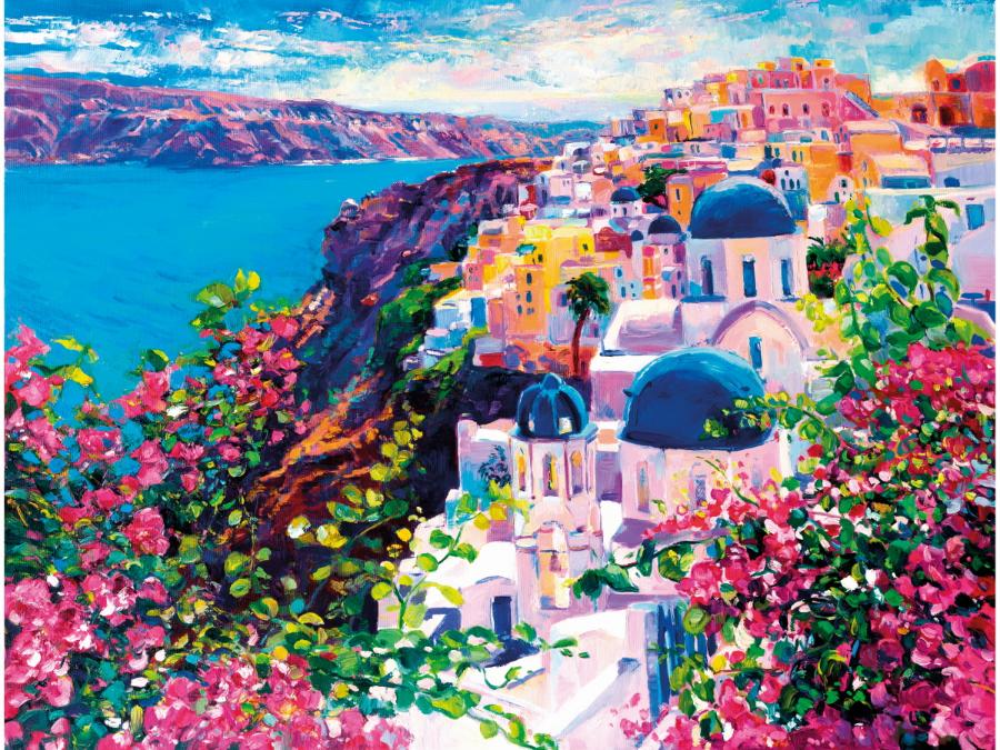 Картина по номерам "Цветущий Санторини" 30х40 см