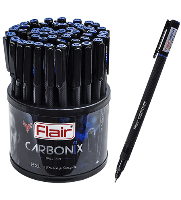 Ручка шариковая "Flair", карбоновый корпус, 0,7мм, синяя