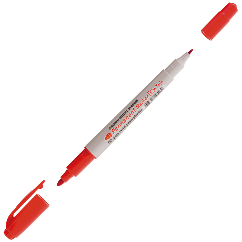 Маркер перманентный CROWN 2мм/1 мм двуcторонний, красный-красный 