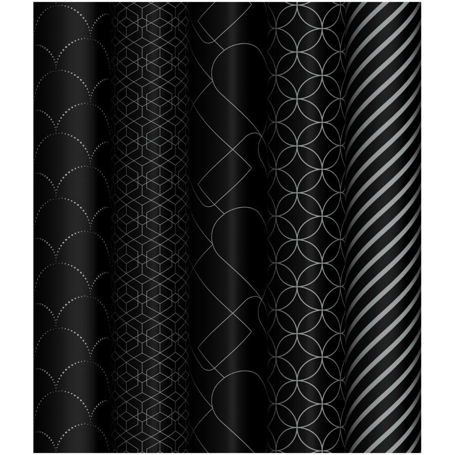 Бумага упаковочная 70х100 см "Pattern on black", ассорти