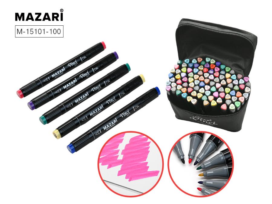 Набор маркеров для скетчинга VINCI BLACK, 100 цветов, 1-6,2 мм, в сумке, двусторонние