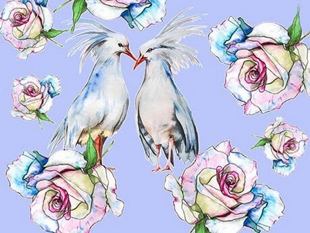Картина по номерам "Влюбленные птицы" 30х40 см