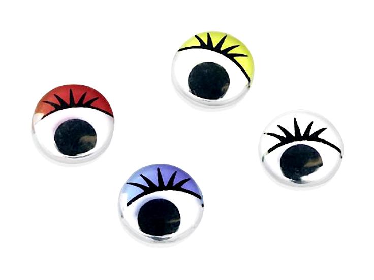 Глазки 10 мм, цветные с ресничками, 40 шт, ассорти
