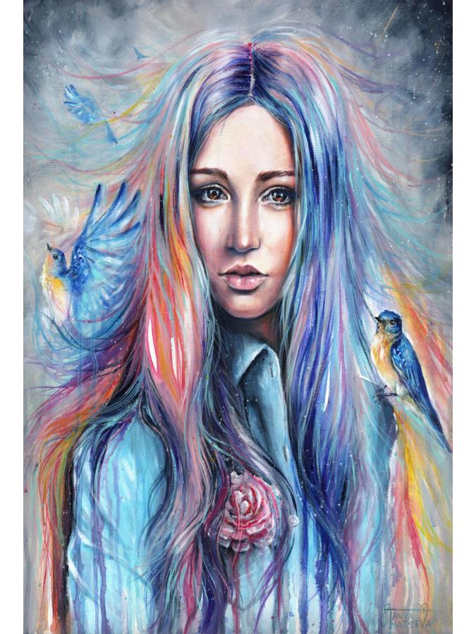 Картина по номерам «Девушка с яркими волосами», 40х50 см