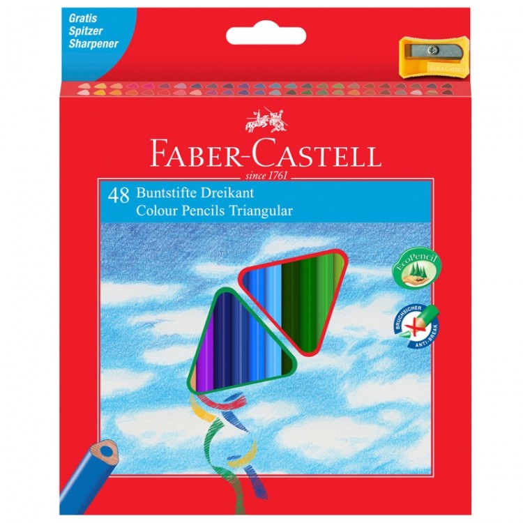 Карандаши 24 цвета Faber-Castell "Ecopen" трехгранные +точилка