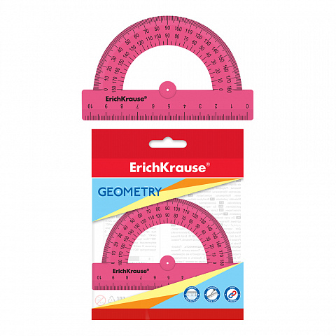 Транспортир пластиковый ErichKrause Bubble Gum, 10см, розовый