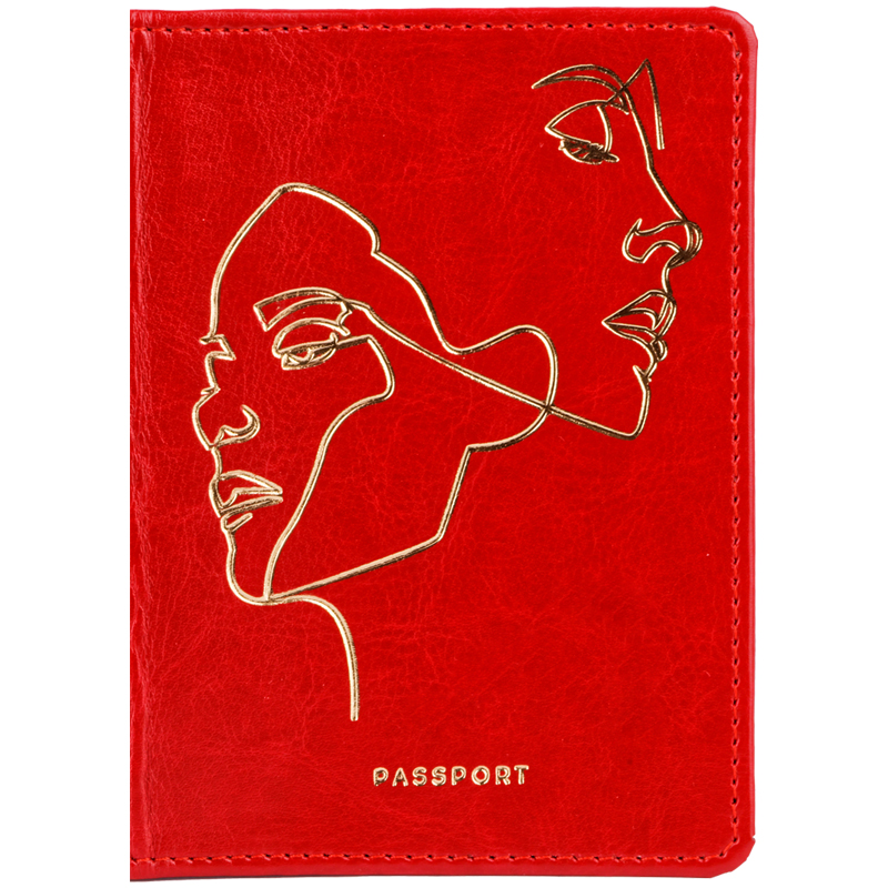 Обложка для паспорта OfficeSpace "Life line", кожзам, красный, тиснение фольгой