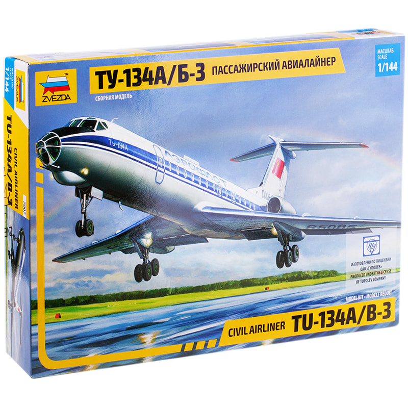 Модель сборная "Пассажирский авиалайнер ТУ-134", масштаб 1:144