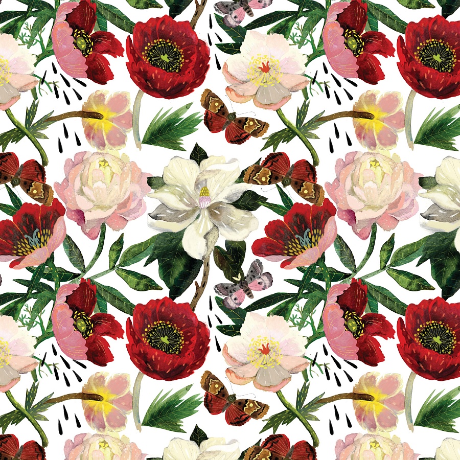 Бумага упаковочная 70х100 см, "FLORA.ПИОНЫ"