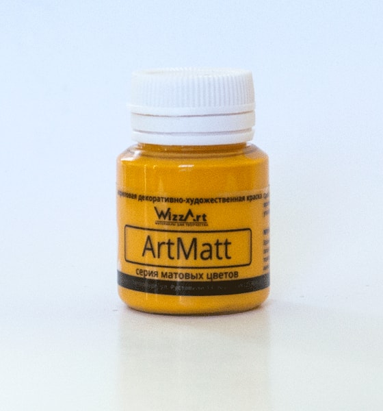 Краска акриловая  20 мл WizzArt, цвет желтый основной ArtMatt