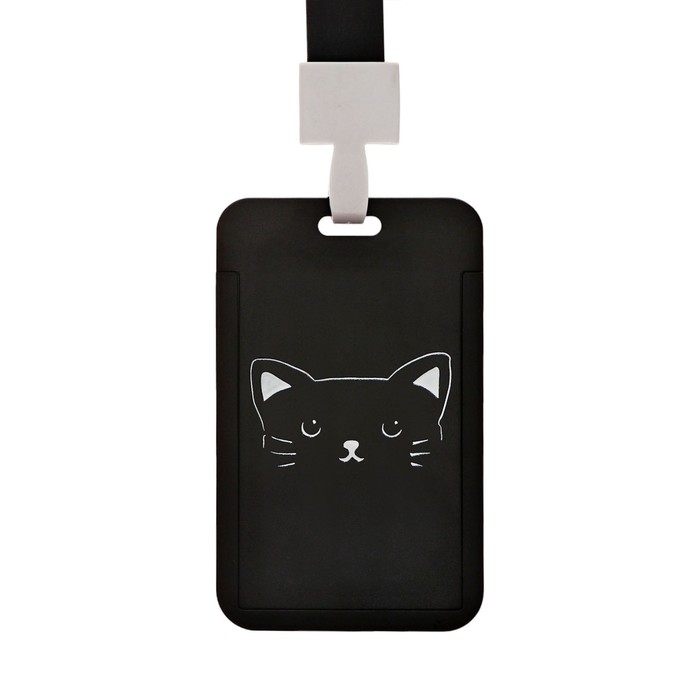 Бейдж вертикальный 110 х 70 мм,"Кот" лента