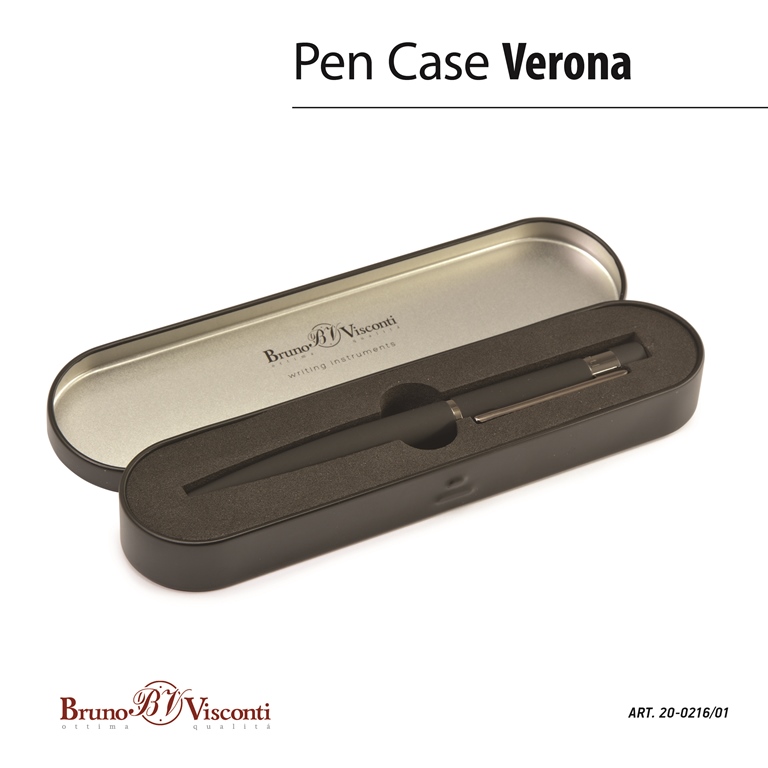 Ручка шариковая Bruno Visconti "VERONA" 1,0 мм черный корпус, черный металлический футляр