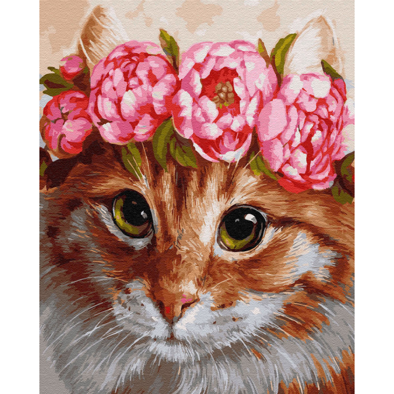 Картина по номерам "Рыжий кот в венке", 40х50 см