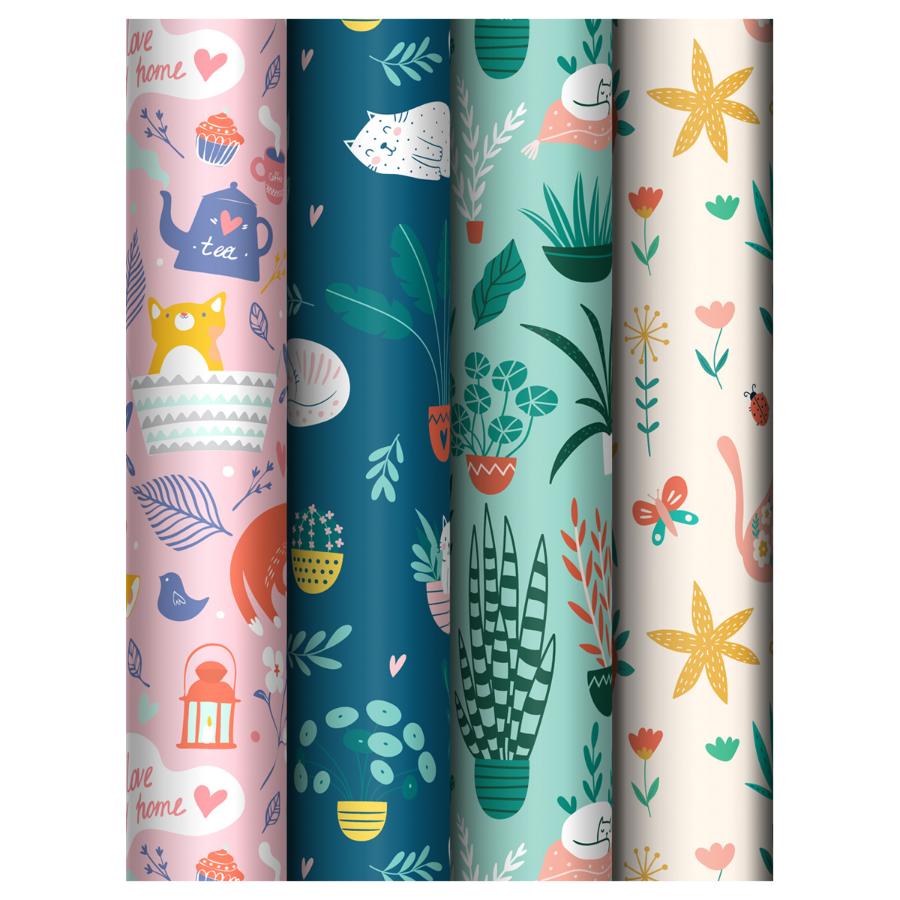 Бумага упаковочная 70х100 см "Cozy home", ассорти