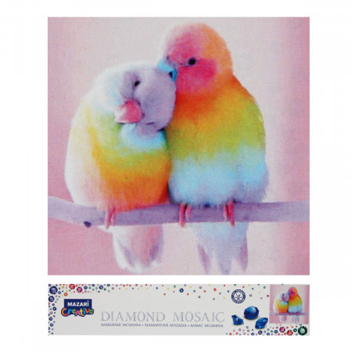 Мозаика алмазная "Цветные попугайчики" 30х30см