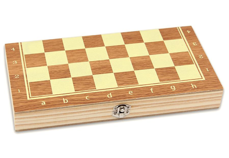 Игра настольная "Шахматы, шашки деревянные 2 в 1 (поле 29 см)" фигуры из пластика