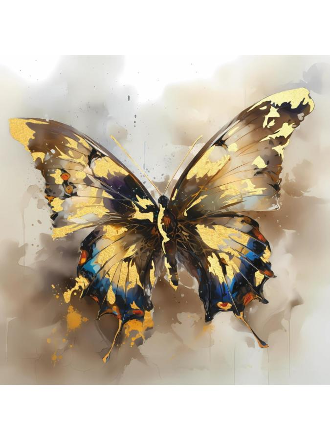 Картина по номерам "Золотая бабочка" 40х40 см, с поталью