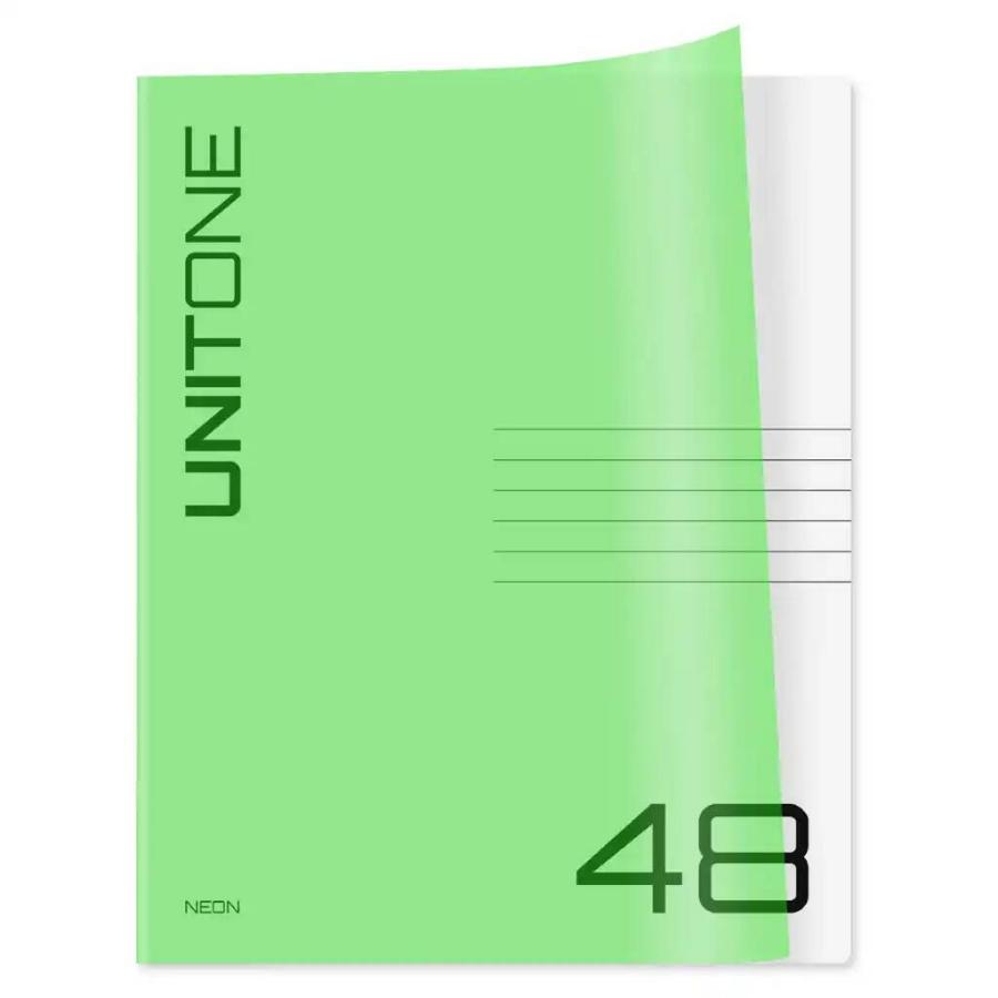 Тетрадь 48 л UniTone. Neon. пластиковая обложка. неон салатовый