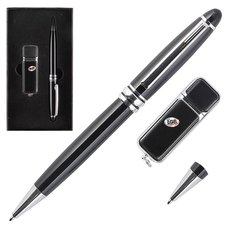 Набор подарочный KLERK ручка шариковая, USB-флеш-накопитель, 8Gb, черный