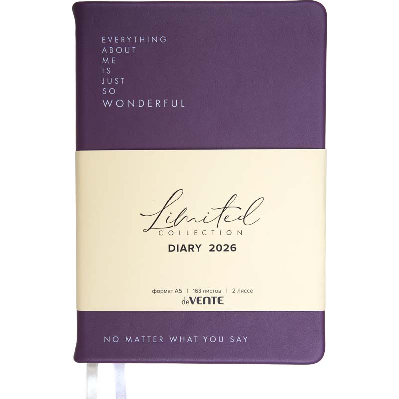 Ежедневник А5 168 л. 2026г deVENTE "Jane", кожзам, шелкография, серенево-серый