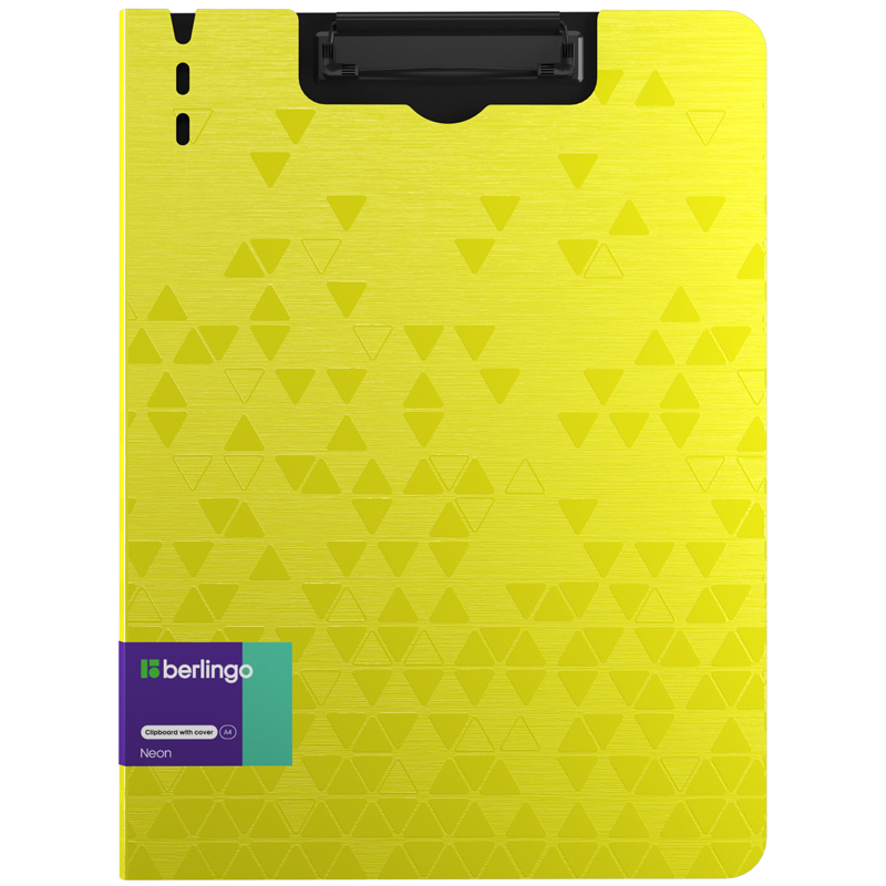 Папка-планшет с зажимом Berlingo "Neon", пластик, 1800 мкм, желтый неон