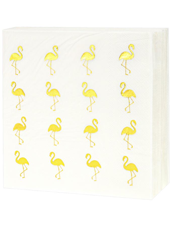 Салфетки бумажные с золотым тиснением "Фламинго", 33 см, 20 шт