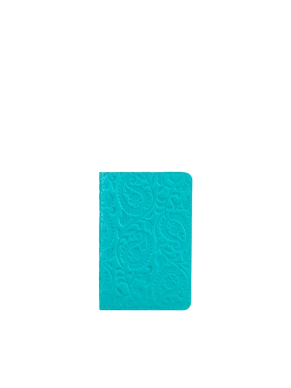 Обложка для паспорта "Paisly" кожа, лазурная