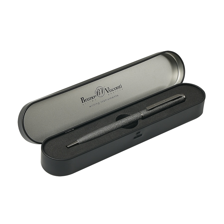 Ручка шариковая Bruno Visconti "PALERMO" 0,7 мм винтаж ворон.сталь корпус, черный метал. футляр