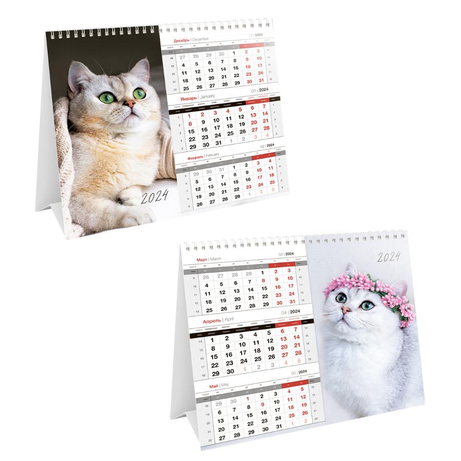 Календарь-домик настольный, "Mono Premium. Cats", 2024г.