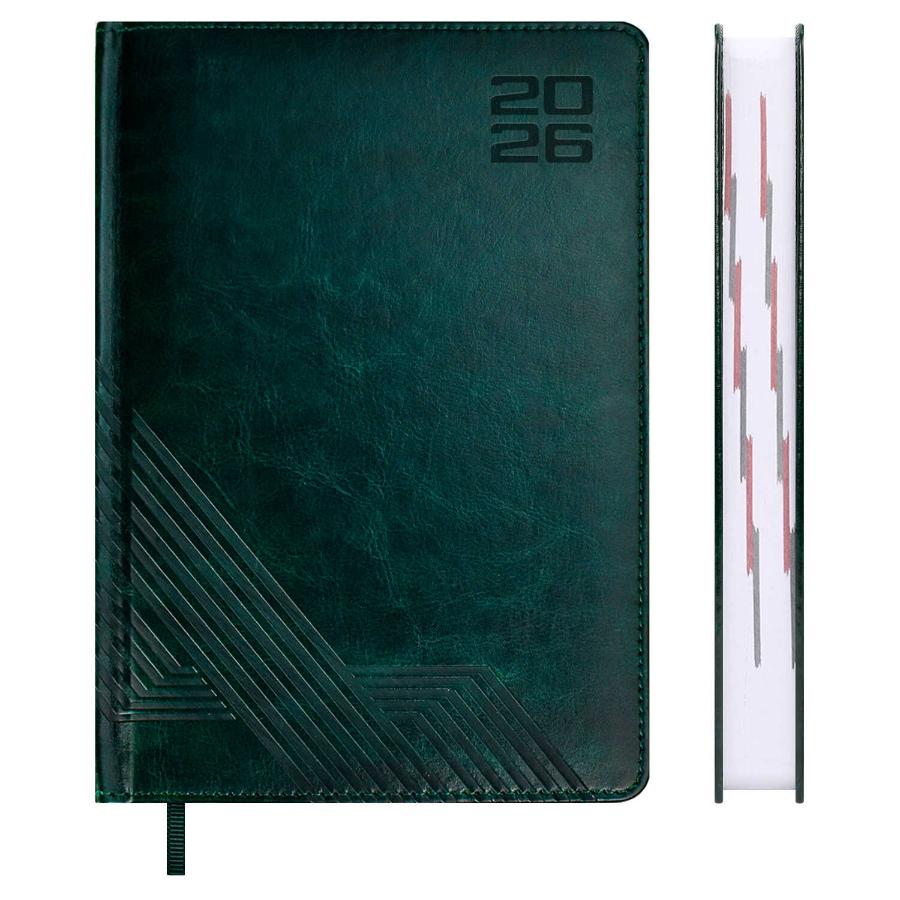 Ежедневник А5 176 л  2026, ESCALADA, Сариф темно-зеленый, кожзам