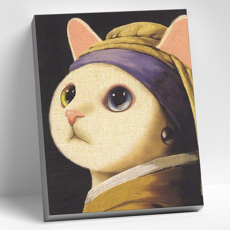 Картина по номерам "Кошка с жемчужной сережкой" 40х50 см