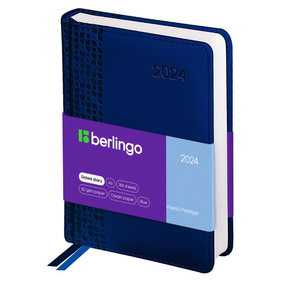Ежедневник А6 184 л  2024, Berlingo "Vivella Prestige", синий