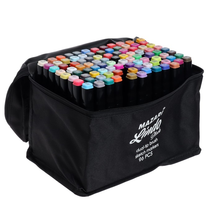 Набор маркеров для скетчинга LINDO BLACK, 96 цветов, 1, 1-6,2 мм, двусторонние, чехол