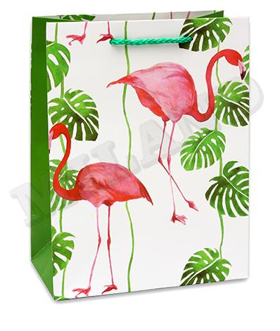 Пакет подарочный 31х42х12 см "Тропические фламинго " с мат ламин