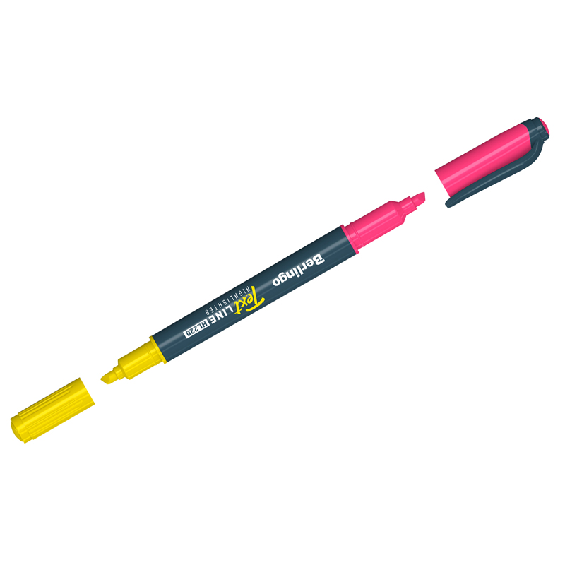 Текстовыделитель двусторонний Berlingo "Textline HL220" желтый/розовый, 0,5-4мм