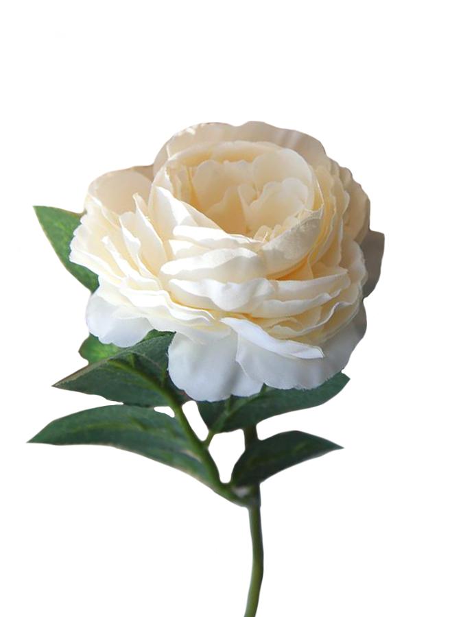 Искусственный цветок "Белая роза" (искусственный шелк, полиэтилен). 28х9х9см