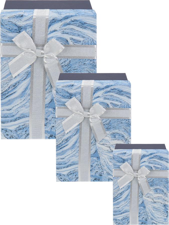 Подарочная коробка "Нежный мрамор", голубая, 16 х 27 х 9 см (3)