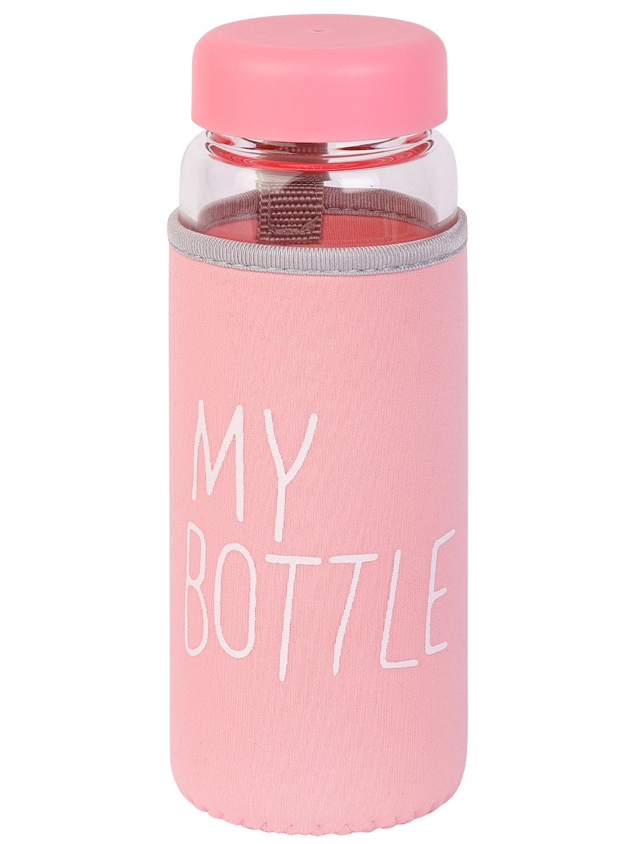 Бутылка 450 мл "Моя бутылка", в чехле, розовая