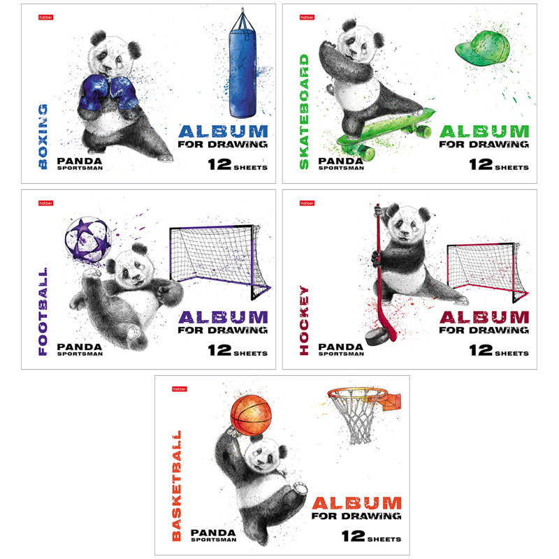 Альбом для рисования 12 л Панда-Спортсмен
