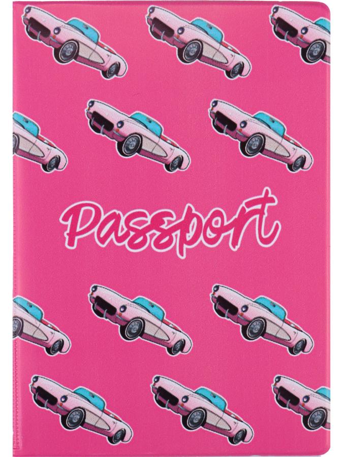 Обложка для паспорта "Розовый кабриолет" ПВХ