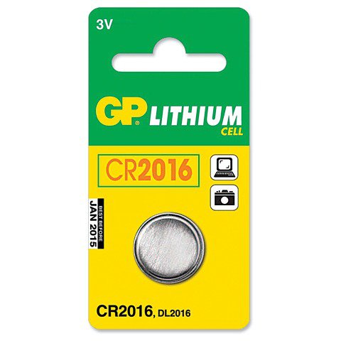 Батарейки GP CR2016, ВС5, d=20 мм, h=1,6 мм, (1шт)