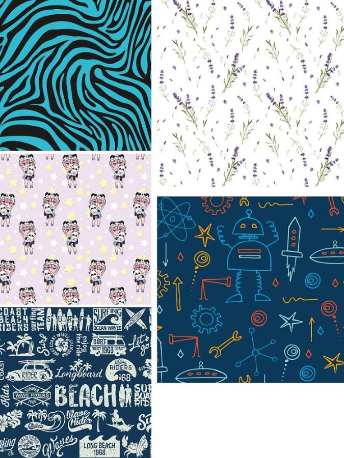 Бумага упаковочная 70х100 см, "На стиле" (5 дизайнов)