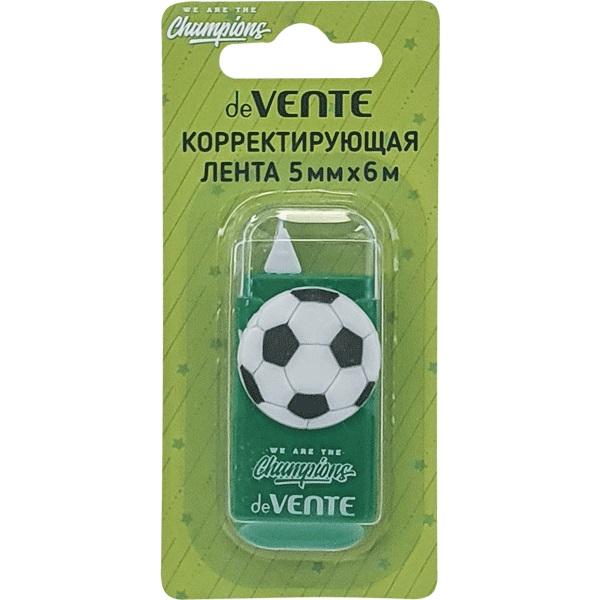 Корректирующая лента 5 мм x 6 м deVENTE "Champions. Football", зеленый корпус