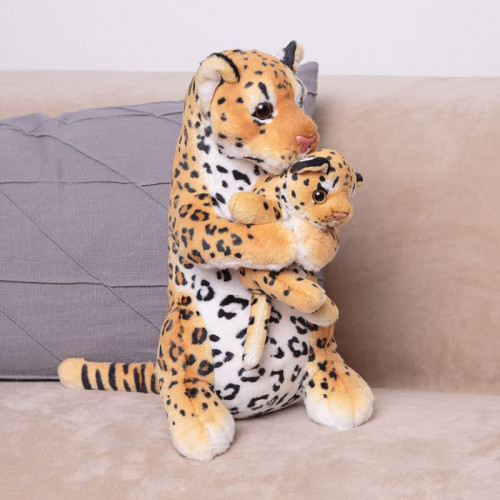 Игрушка мягкая "Леопард с детенышем", 30 см, 