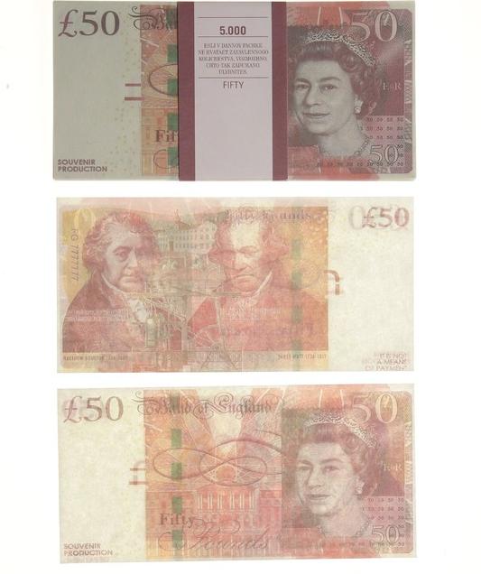 Деньги сувенирные 50 фунтов стерлингов (80 шт)