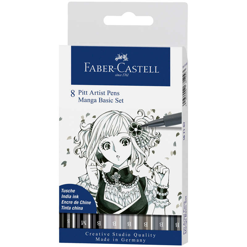 Набор ручек капиллярных Faber-Castell "Pitt Artist Pens Manga Basic set" 0,3/0,7мм/Brush, 8 шт