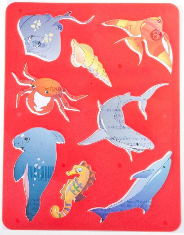 Трафарет раскраска "Морские обитатели"