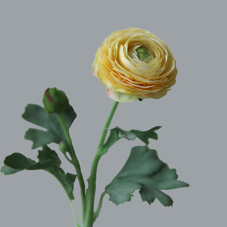 Ветка искусственных цветов "Ранункулюс", желтая, 52 см