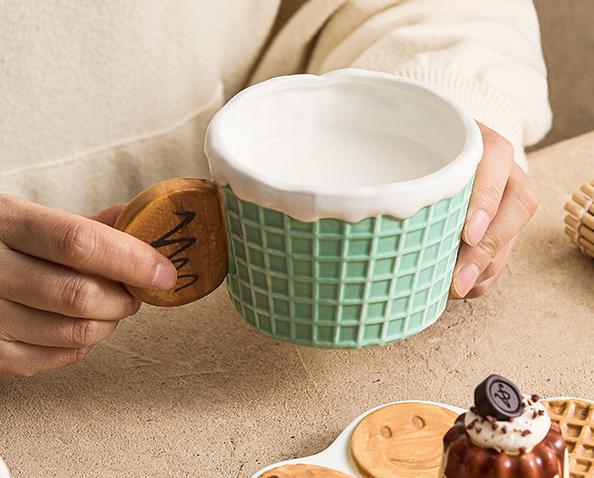 Кружка Вафельный рожок, 300мл, бирюзовая