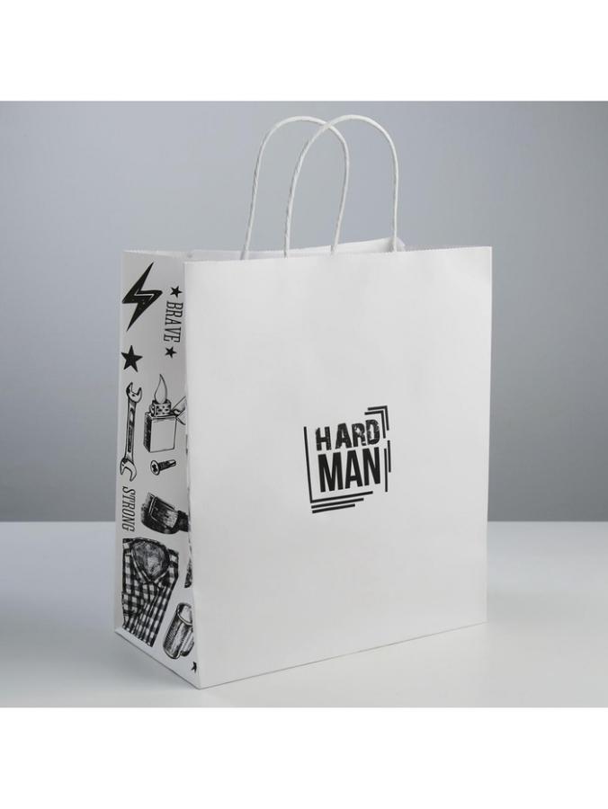 Пакет подарочный 28×32×15 см "Hard man", крафт  